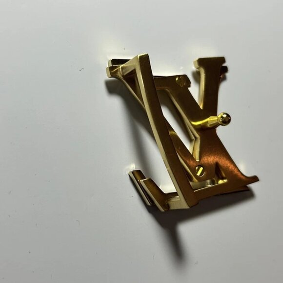 Louis Vuitton LV Initials Gold Trio Belt Buckle ONLY Unisex Reversible Auth 40mm - Picture 3 of 4